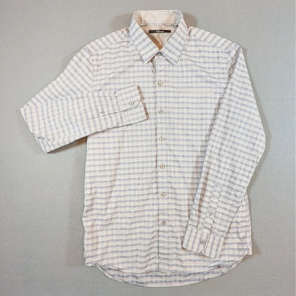 7‎ Diamonds Mens Button Down Shirt Plaid Long Sleeve Casual Size M